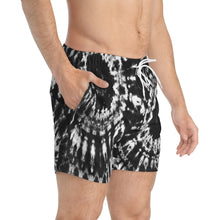 Load image into Gallery viewer, THE BASICS Cyclone Tie-Dye Swim Trunks - Black