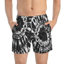 Load image into Gallery viewer, THE BASICS Cyclone Tie-Dye Swim Trunks - Black