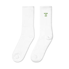 Load image into Gallery viewer, WORK OF ART Embroidered Socks - Lime Green