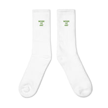 Load image into Gallery viewer, WORK OF ART Embroidered Socks - Lime Green