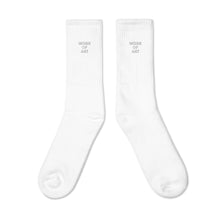 Load image into Gallery viewer, WORK OF ART Embroidered Socks - White