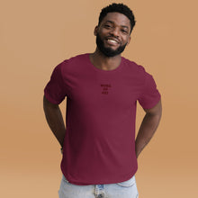 Load image into Gallery viewer, WORK OF ART Embroidered Soft Serve T-Shirt - Wine