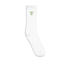 Load image into Gallery viewer, WORK OF ART Embroidered Socks - Lime Green
