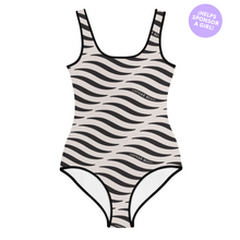 Load image into Gallery viewer, SMILE &amp; WAVE Youth One-Piece Swimsuit - Black
