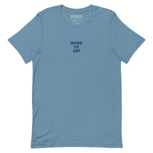 Load image into Gallery viewer, WORK OF ART Embroidered Soft Serve T-shirt - Light Indigo Blue
